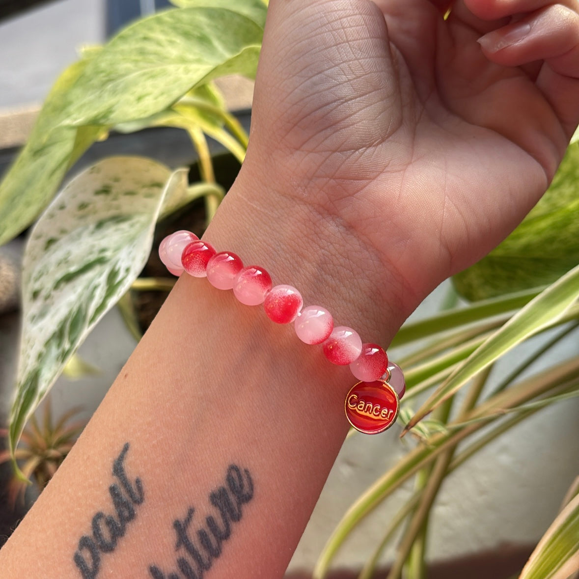 Red Swirl Cancer Bracelet