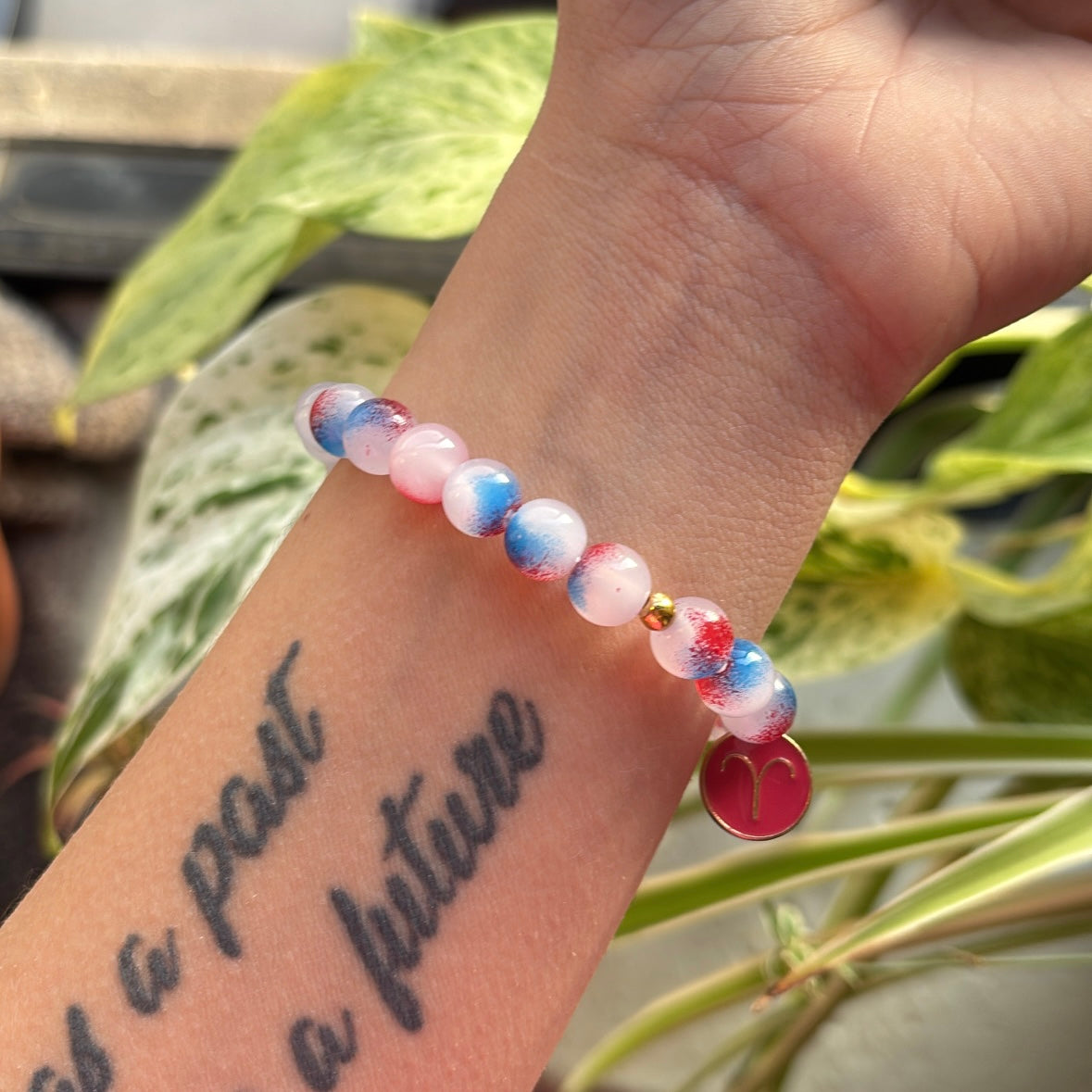 Red & Blue Swirl Aries Bracelet