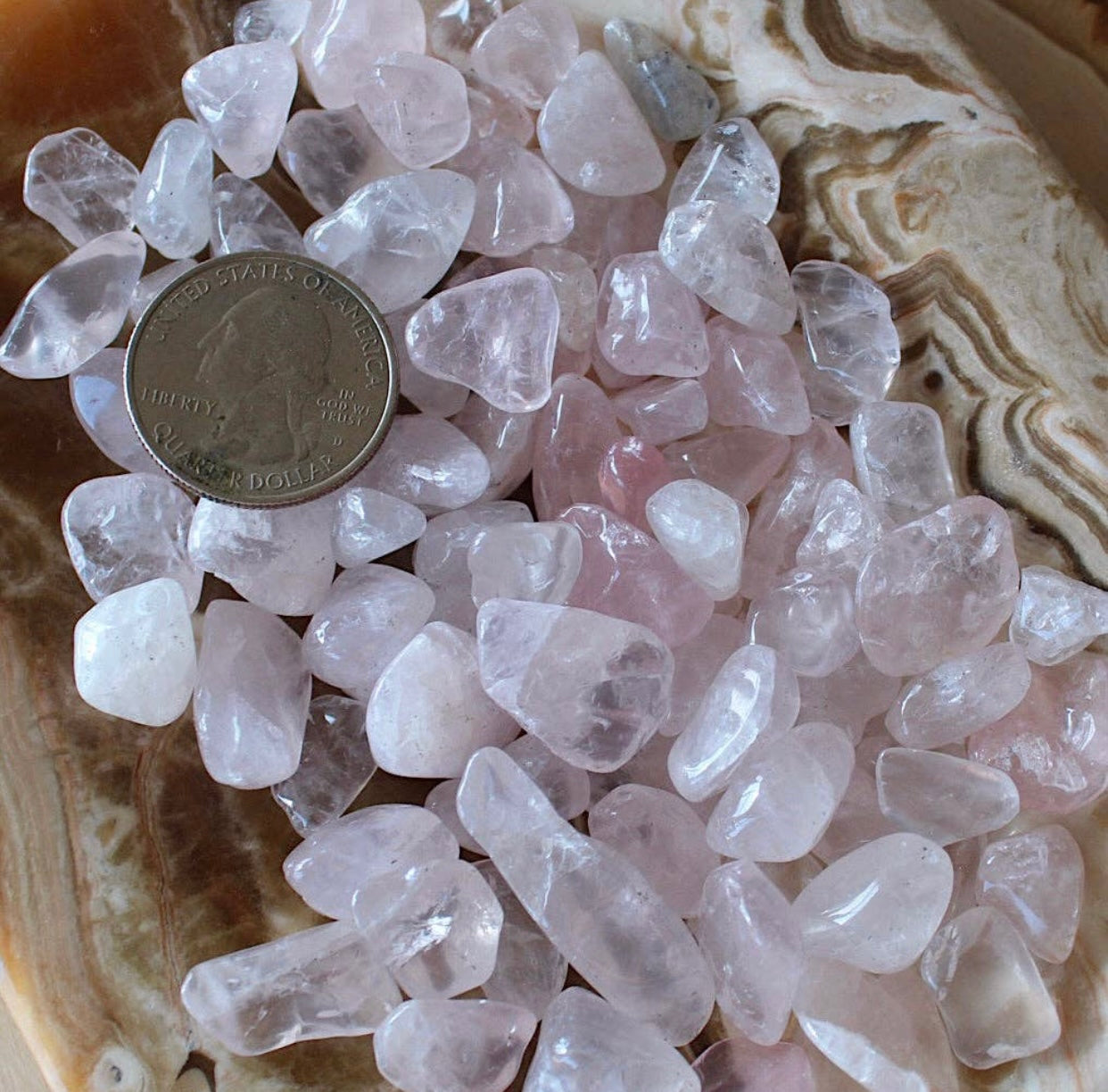 Rose Quartz Tumbled Chips (4oz bag)