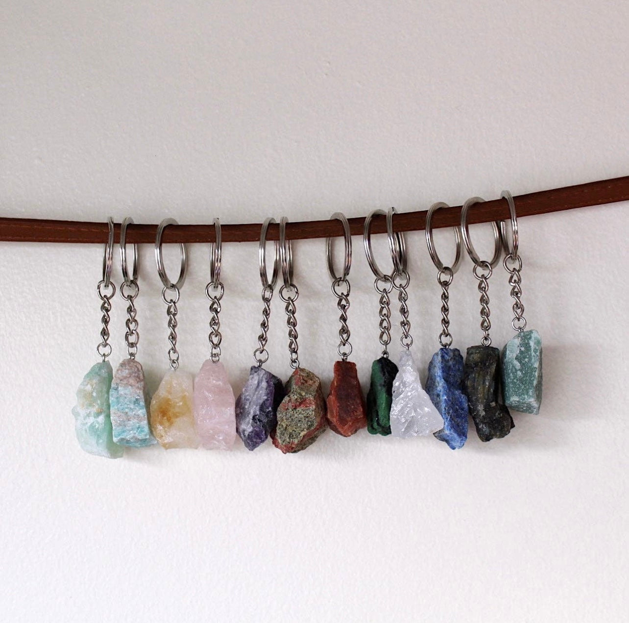 Raw Crystal Keychains