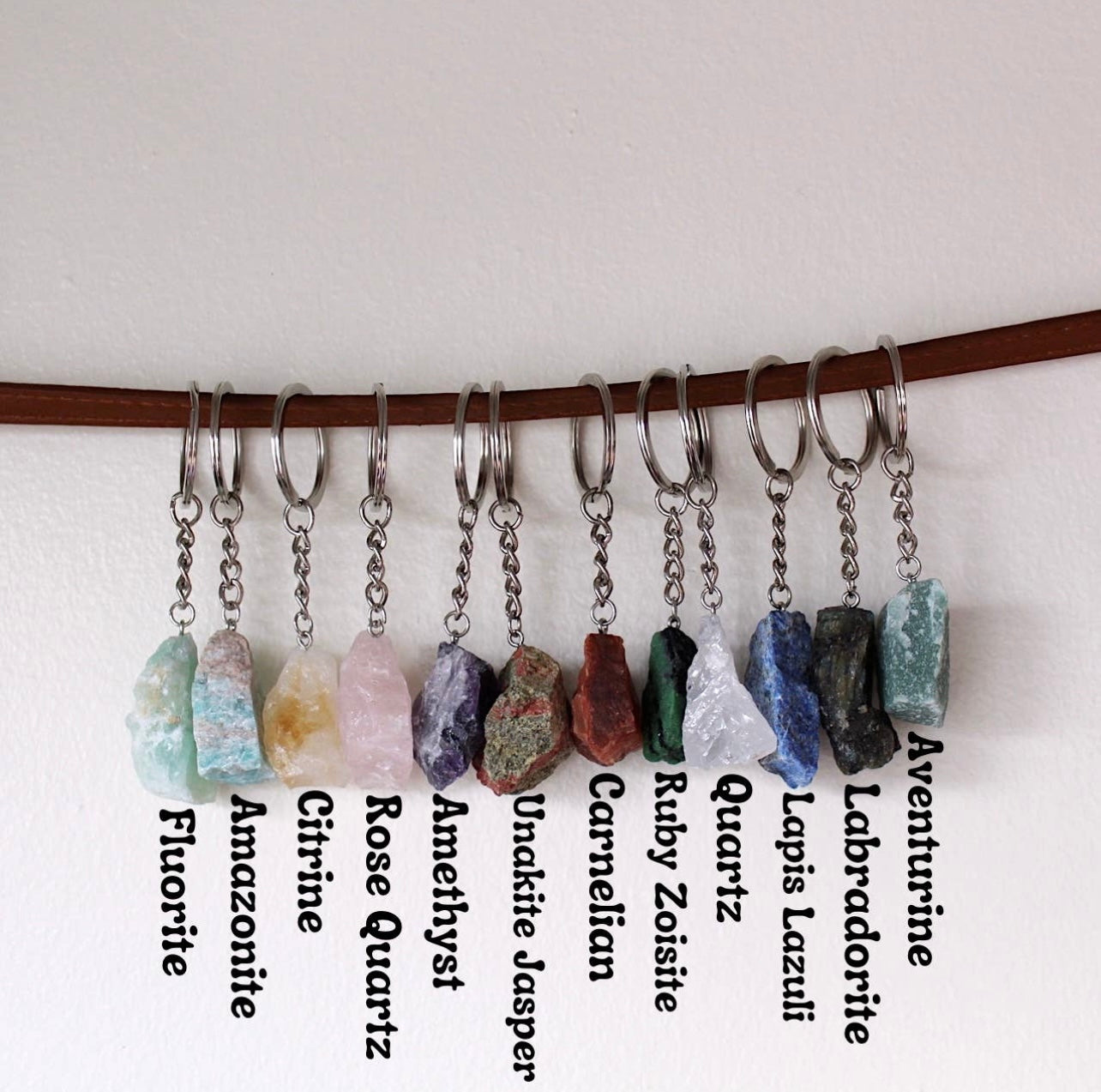 Raw Crystal Keychains